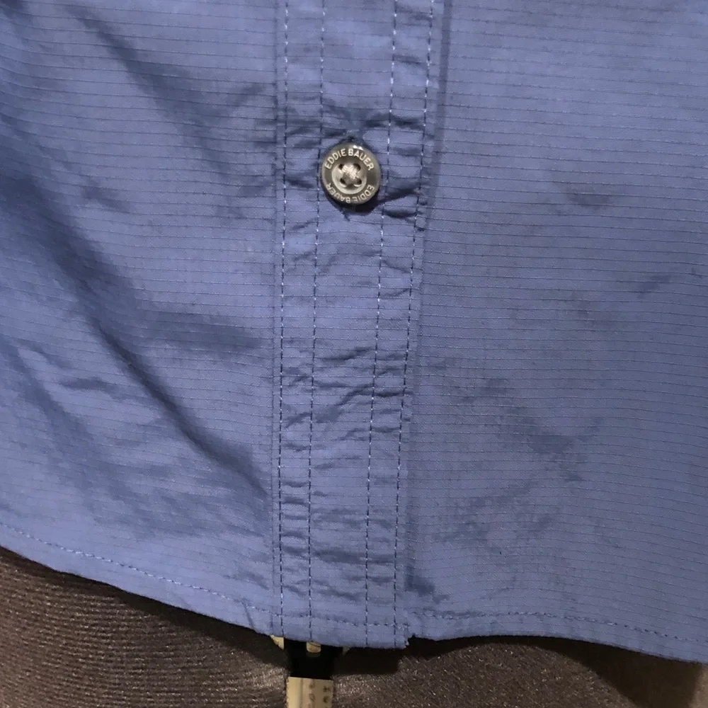 Eddie Bauer Mountain Ripstop Blue Button-Down Utility Shirt - Picture 12 of 16